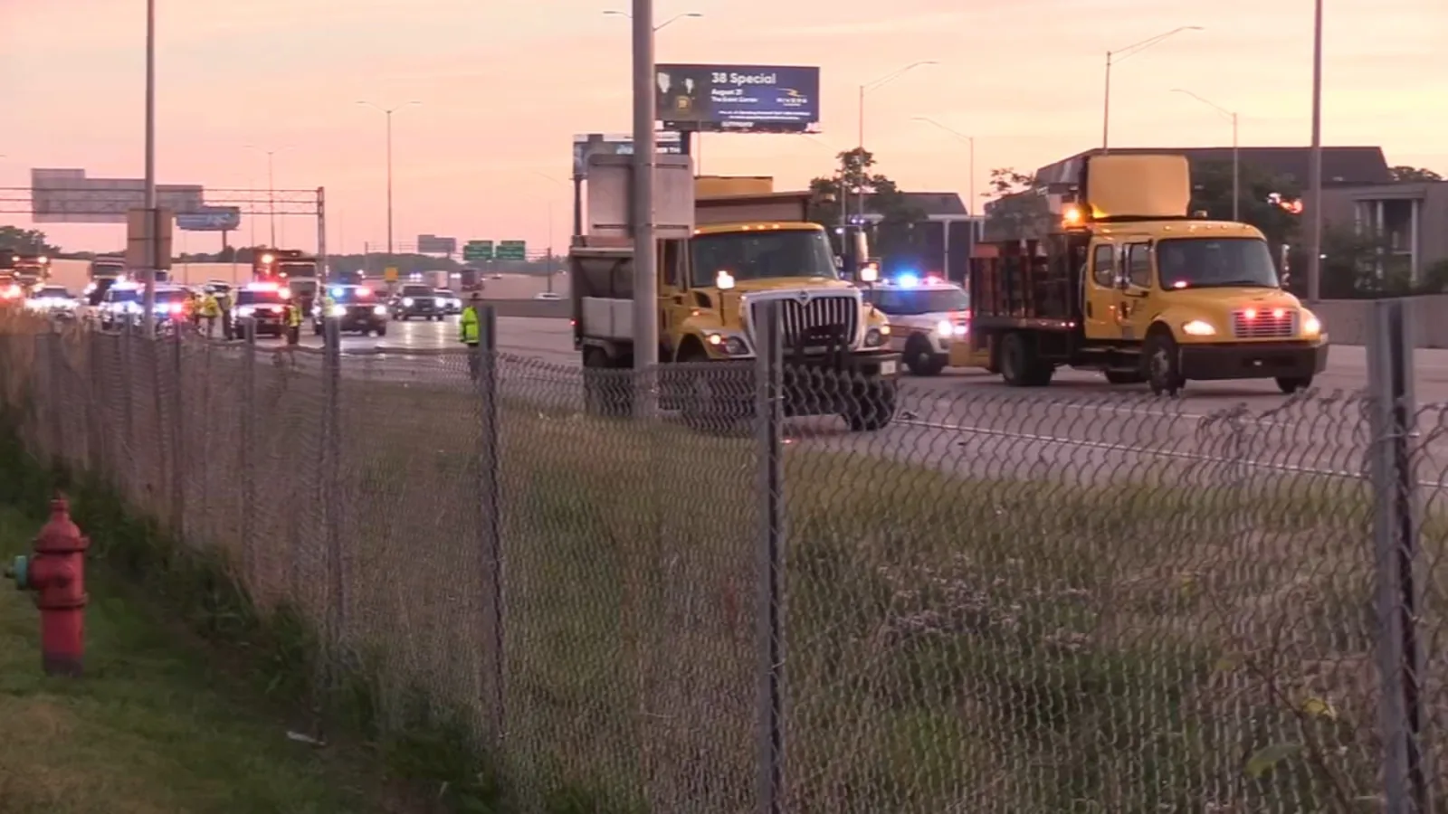 Illinois State Police investigate a fatal crash on Interstate 294 in Des Plaines after tollway workers were struck