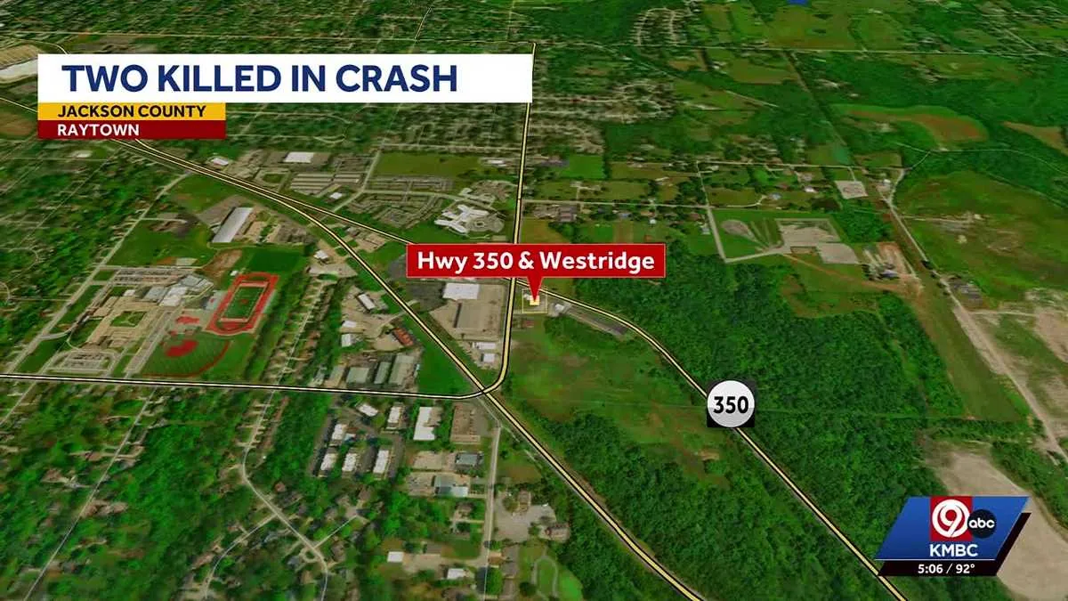 Police investigate a serious crash scene on Missouri 350 Highway near an embankment