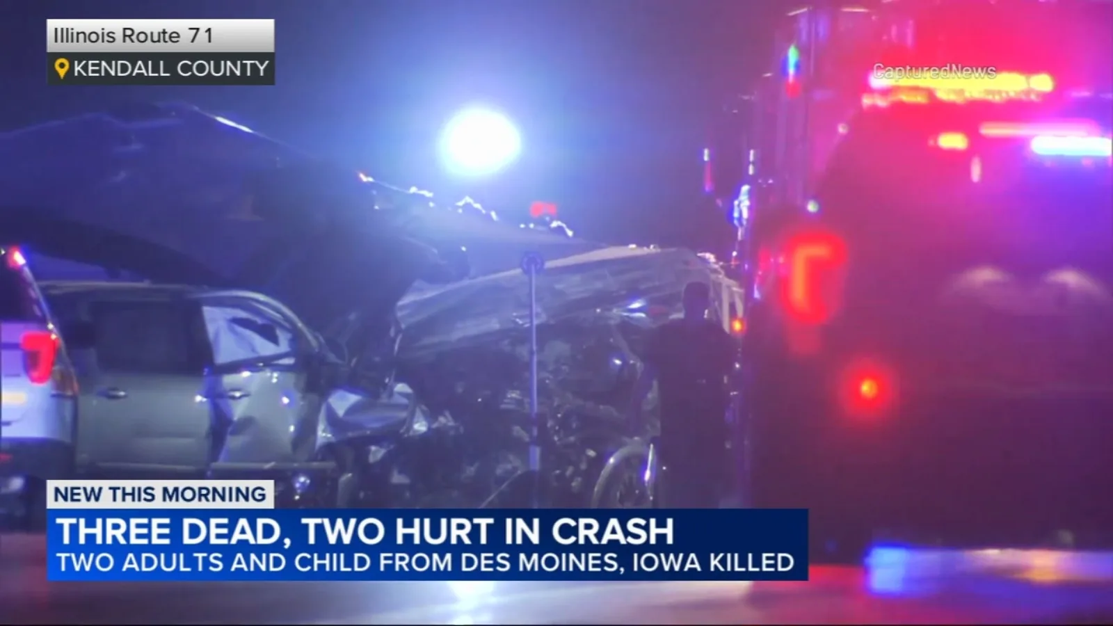 Police investigate a deadly multi-vehicle crash on a dark rural highway